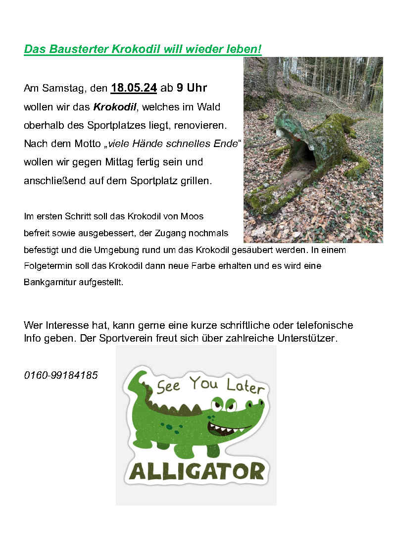 Renovierung Krokodil Infotext